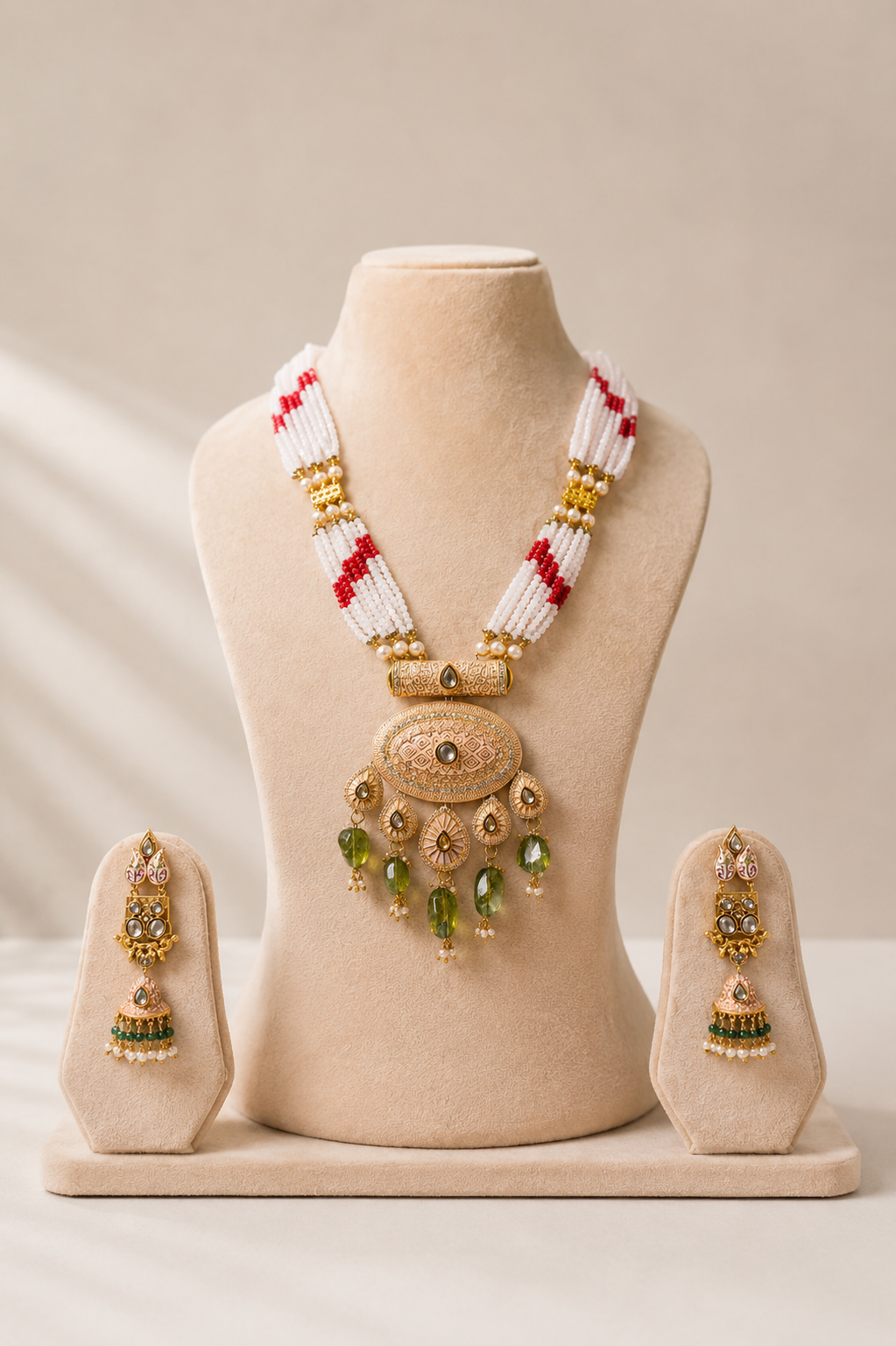 Antique Gold Jade Mala Set
