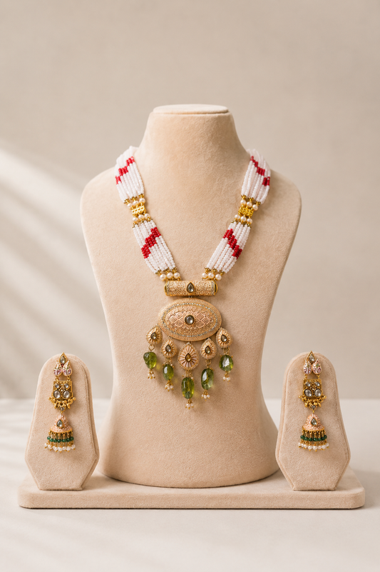 Antique Gold Jade Mala Set