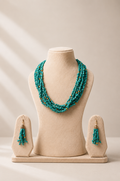 Natural Turquoise Beaded Mala Set