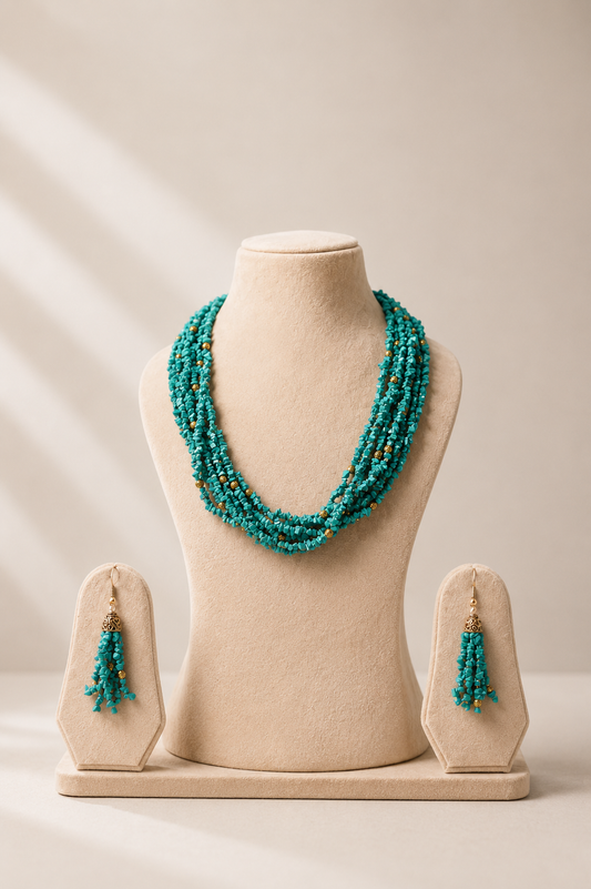 Natural Turquoise Beaded Mala Set