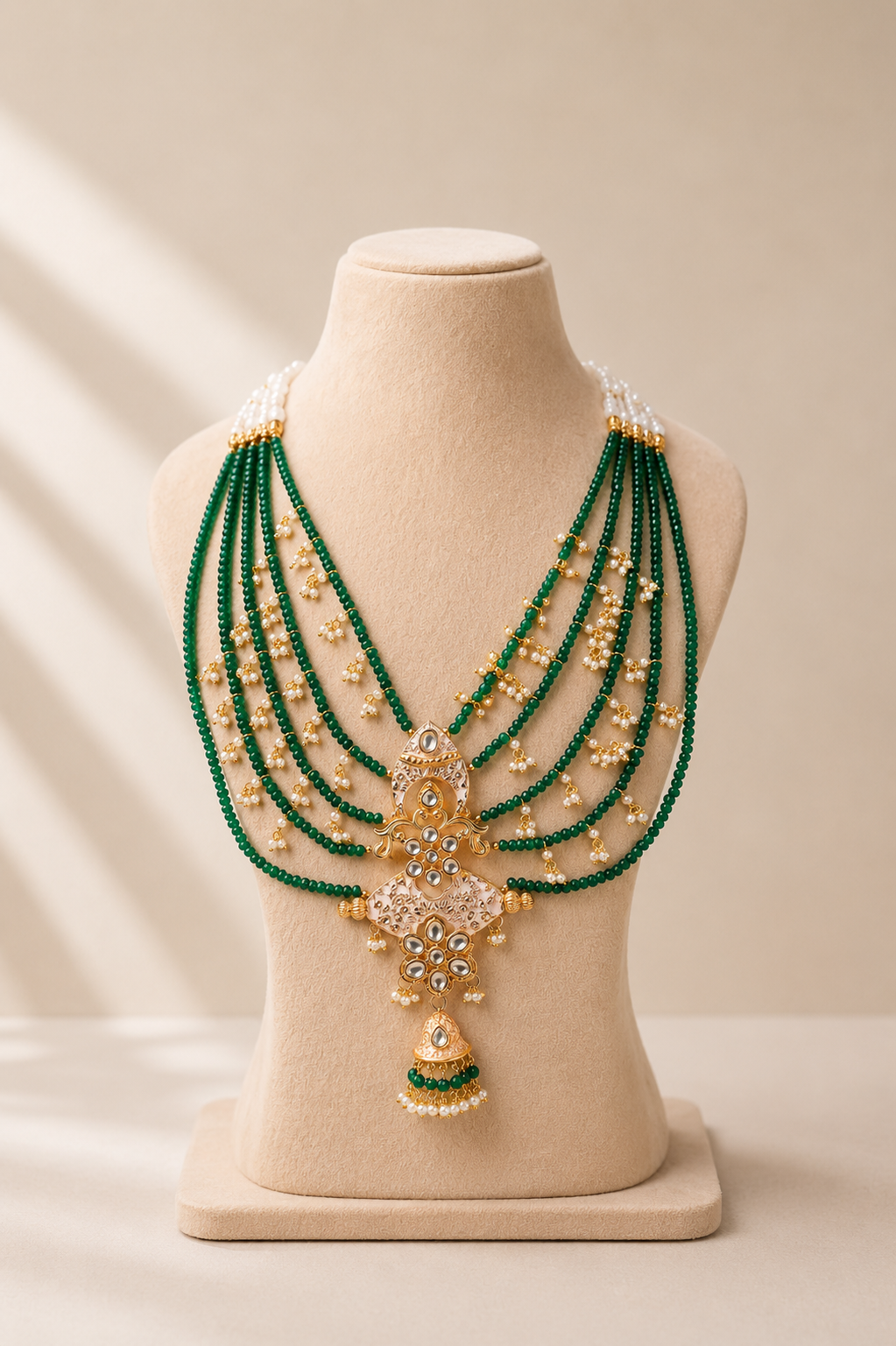 Grand Emerald Beaded Mala Set