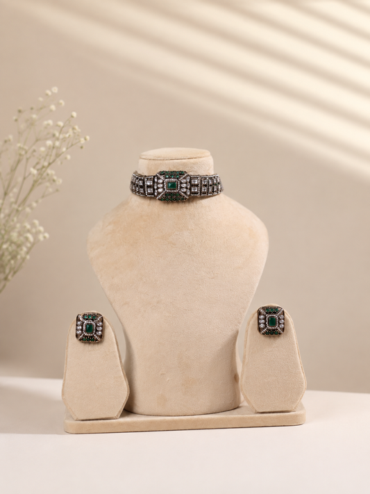 Green Oxidized Necklace Set