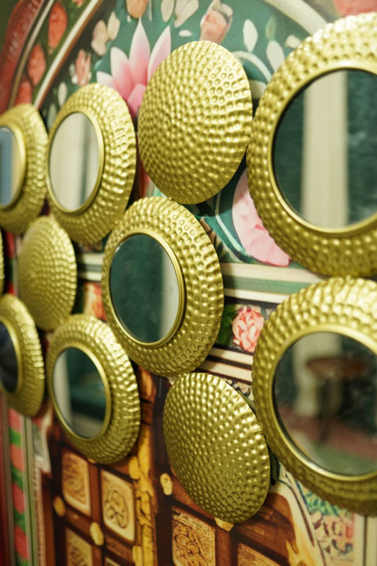 Golden Metal Wall Mirrors Set of 8