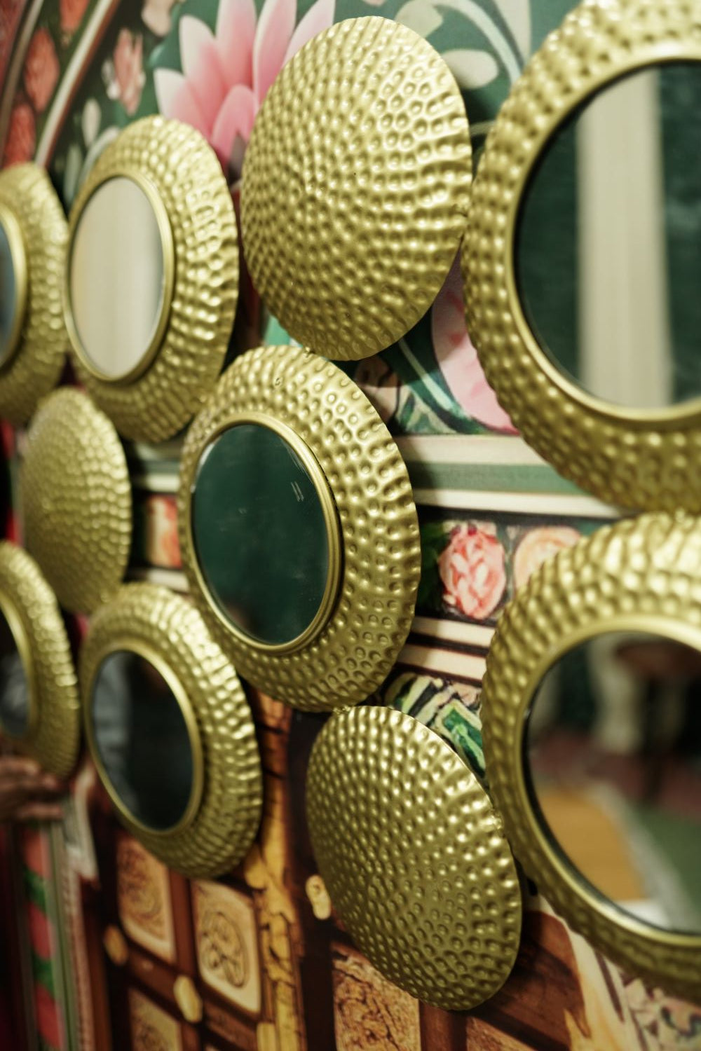 Golden Metal Wall Mirrors Set of 8