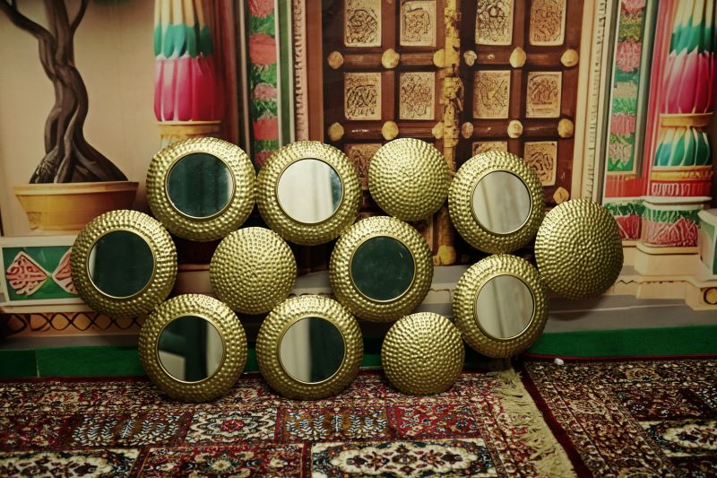 Golden Metal Wall Mirrors Set of 8