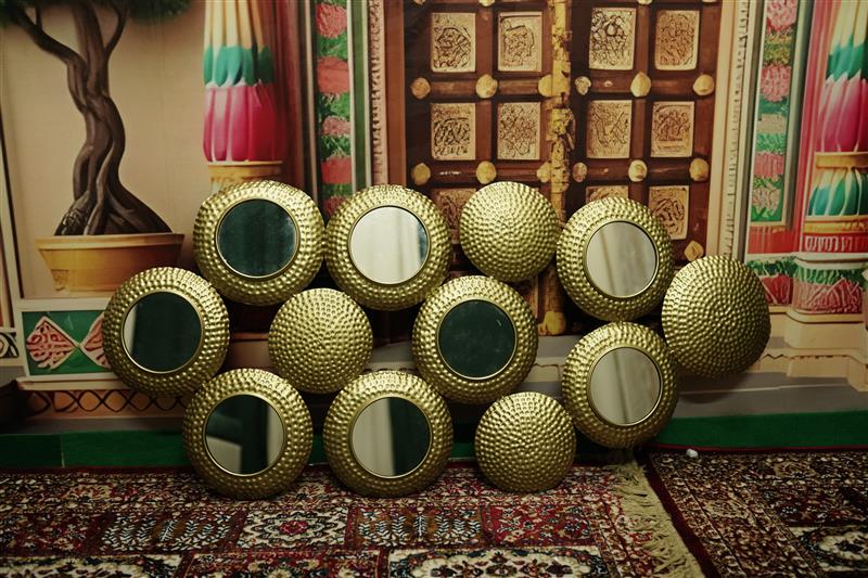 Golden Metal Wall Mirrors Set of 8