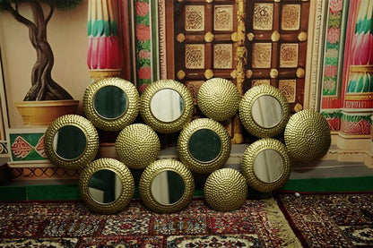 Golden Metal Wall Mirrors Set of 8