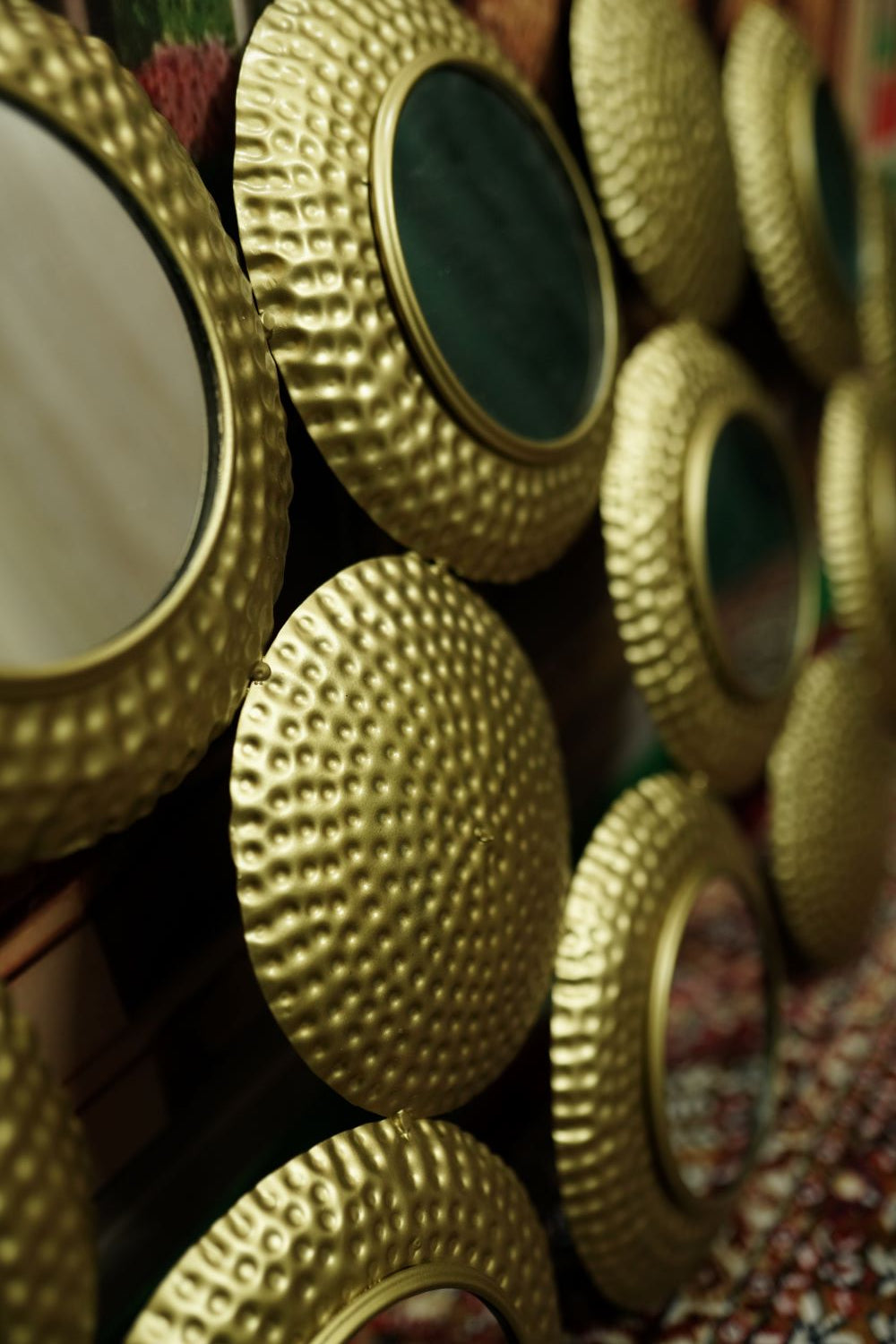 Golden Metal Wall Mirrors Set of 8