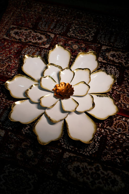 Metal Decorative White Flower Wall Art