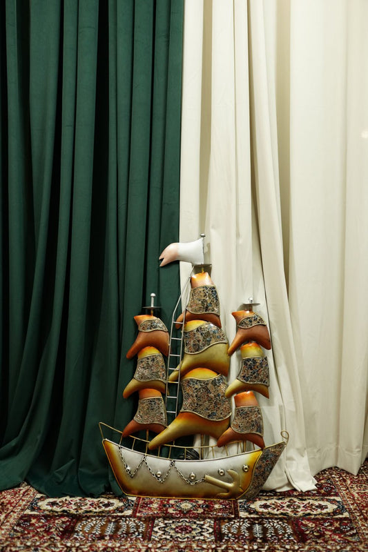 Multicolour Metal Ship Wall Art