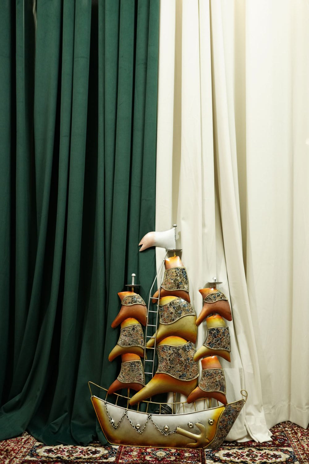 Multicolour Metal Ship Wall Art