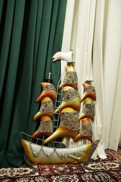 Multicolour Metal Ship Wall Art