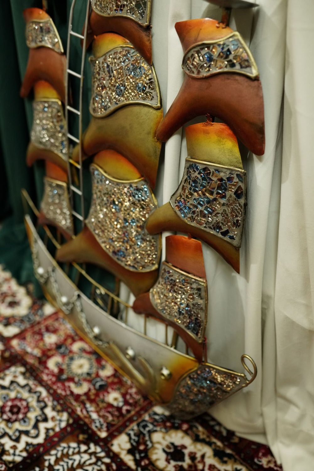 Multicolour Metal Ship Wall Art