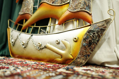 Multicolour Metal Ship Wall Art