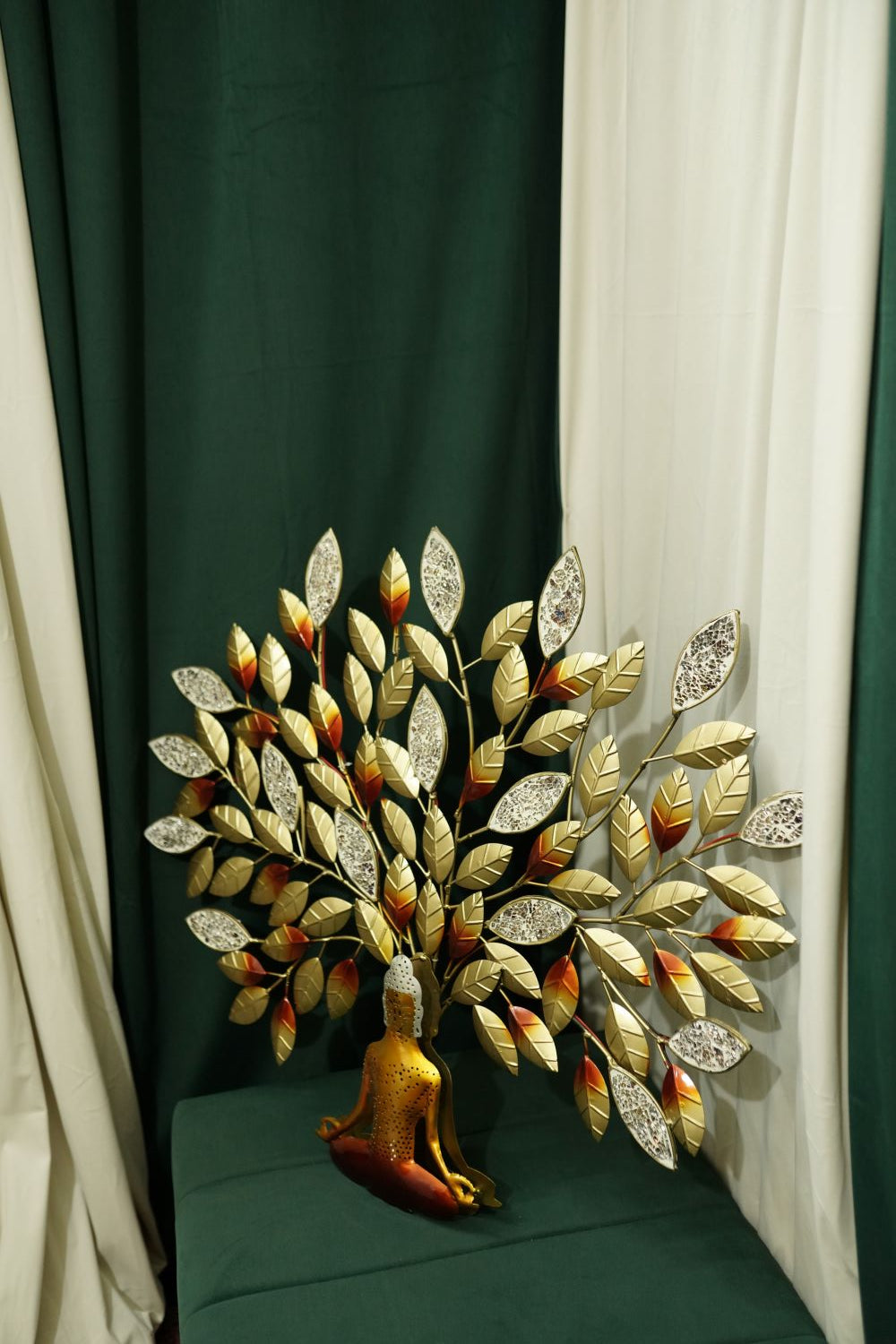 Metal Meditating Buddha Tree LED Wall Art