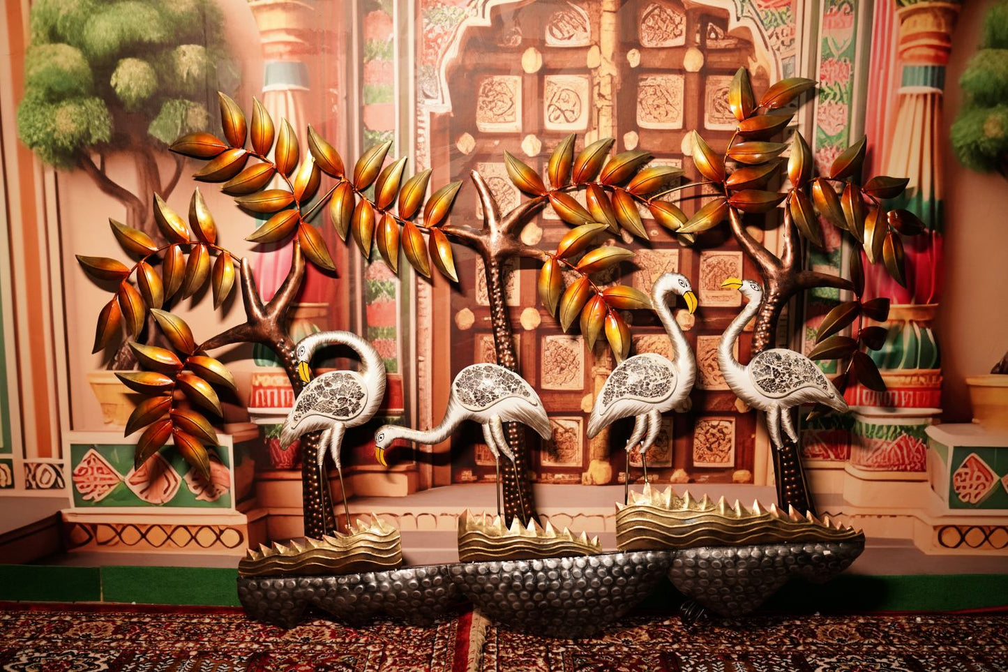 Multicolour Metal Swan Wall Art