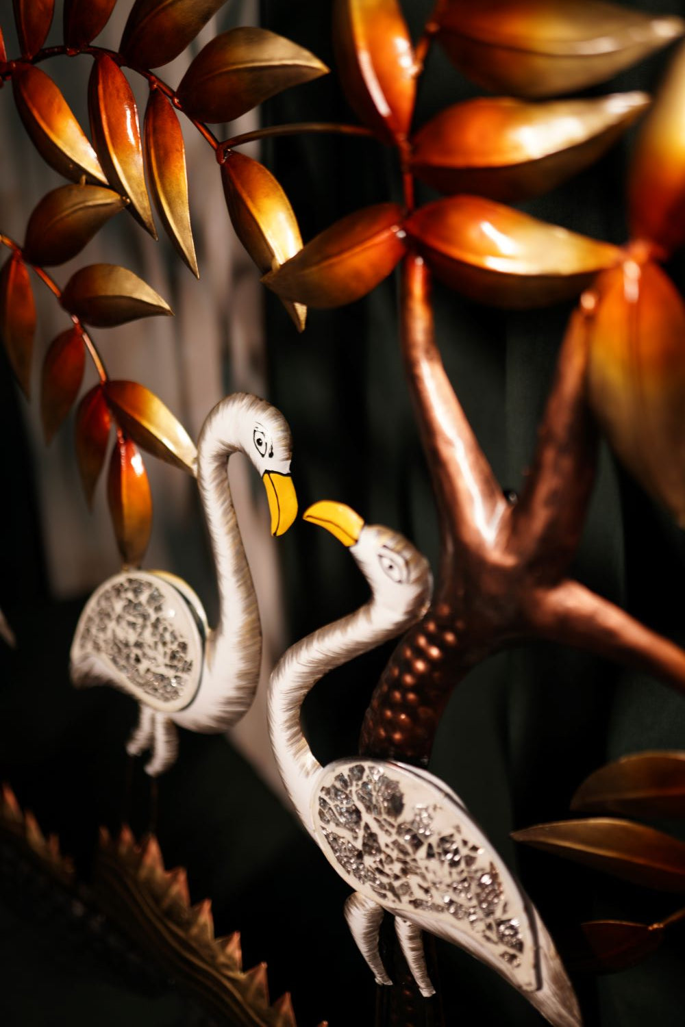 Multicolour Metal Swan Wall Art