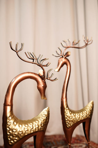 Metal Deer Set Of Two Showpiece