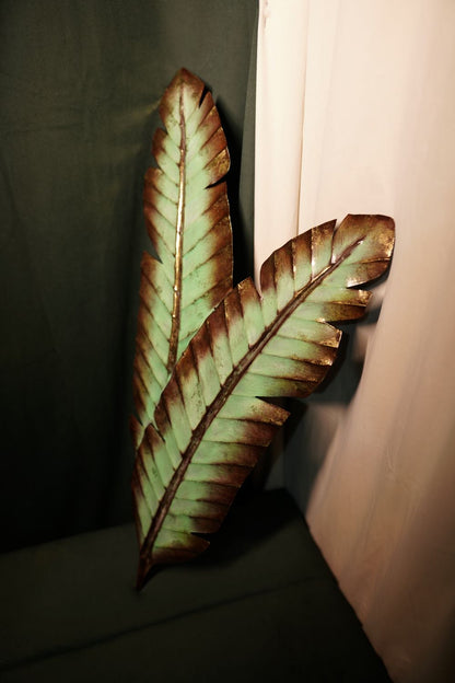 Green Banana Leafs Metal Wall Art