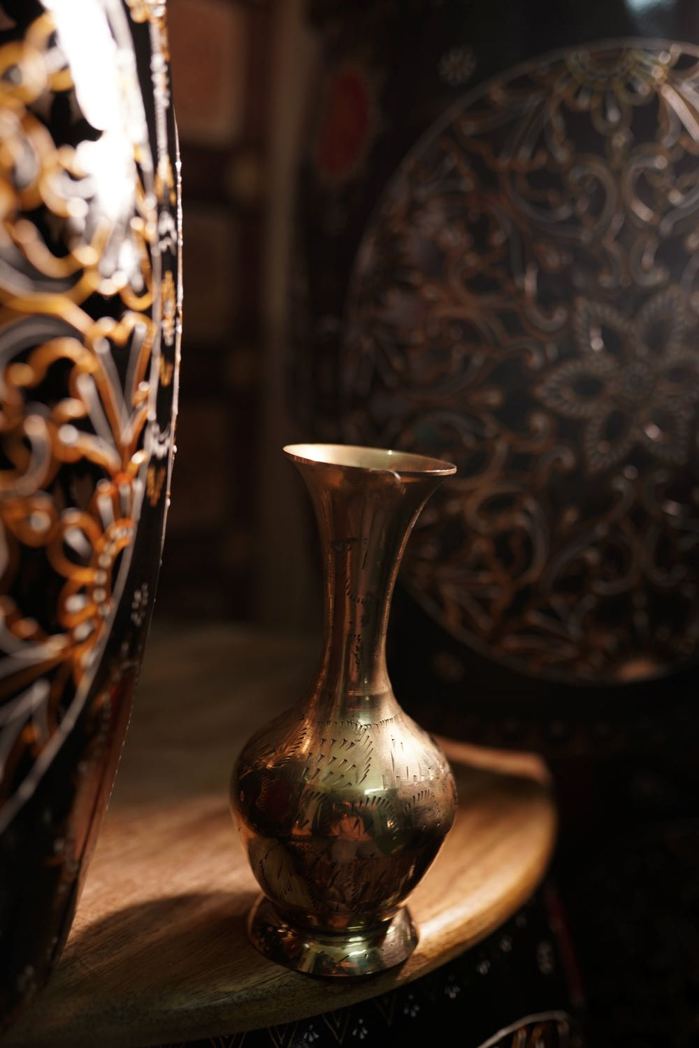 Black Handcrafted Jali Cut Indoor Metal Mudda Furniture