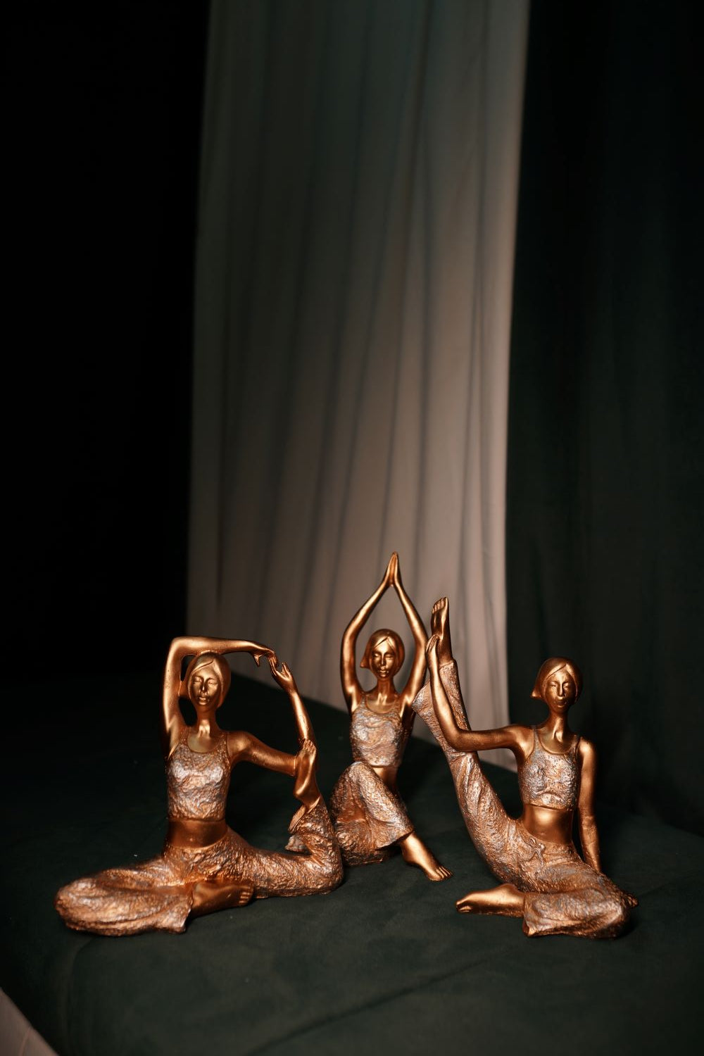 Brass Decorative Yoga Lady Figurines Set of 3