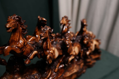 Brown Seven Horses Table Decor Showpiece