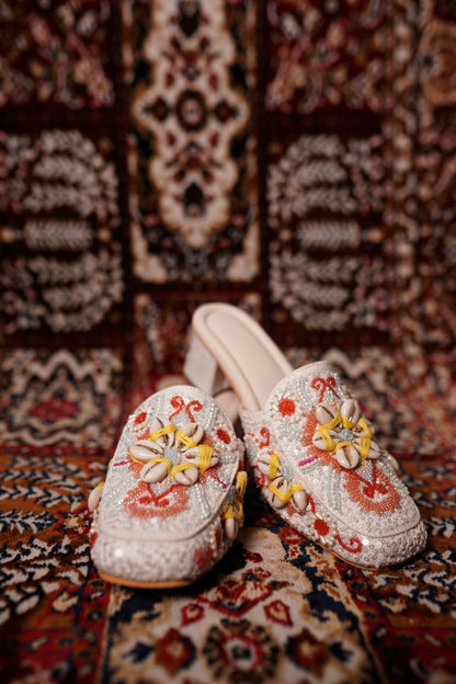 Embroidered Floral Mules