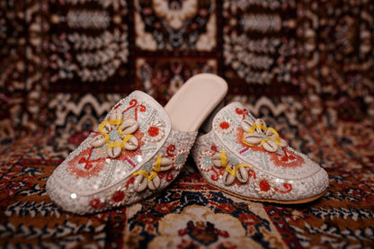 Embroidered Floral Mules