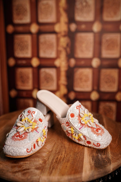 Embroidered Floral Mules