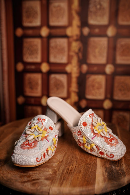 Embroidered Floral Mules