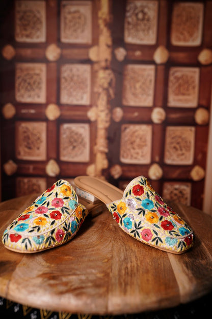 Multicolor Floral Mules