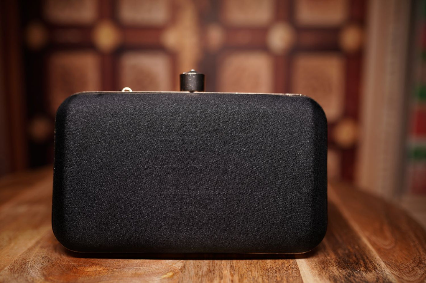 Black Floral Embroidered Box Clutch