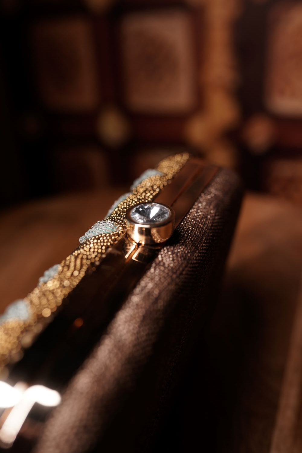 Beaded Floral Clutch - Gold Pastel