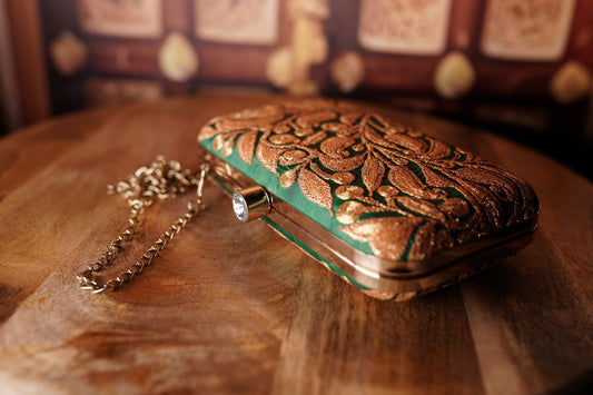 Emerald Green Metallic Clutch