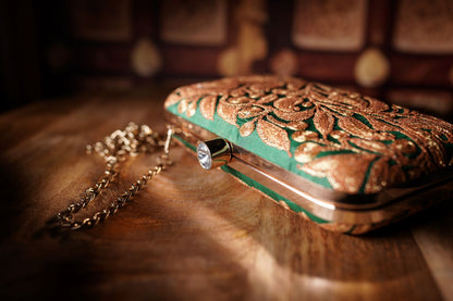 Emerald Green Metallic Clutch