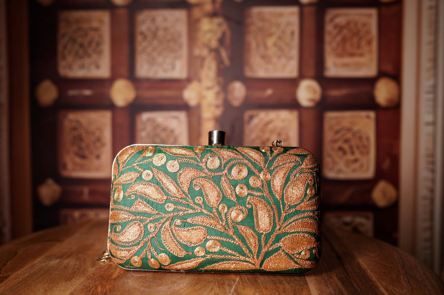 Emerald Green Metallic Clutch