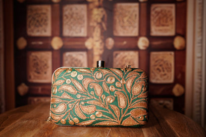 Emerald Green Metallic Clutch