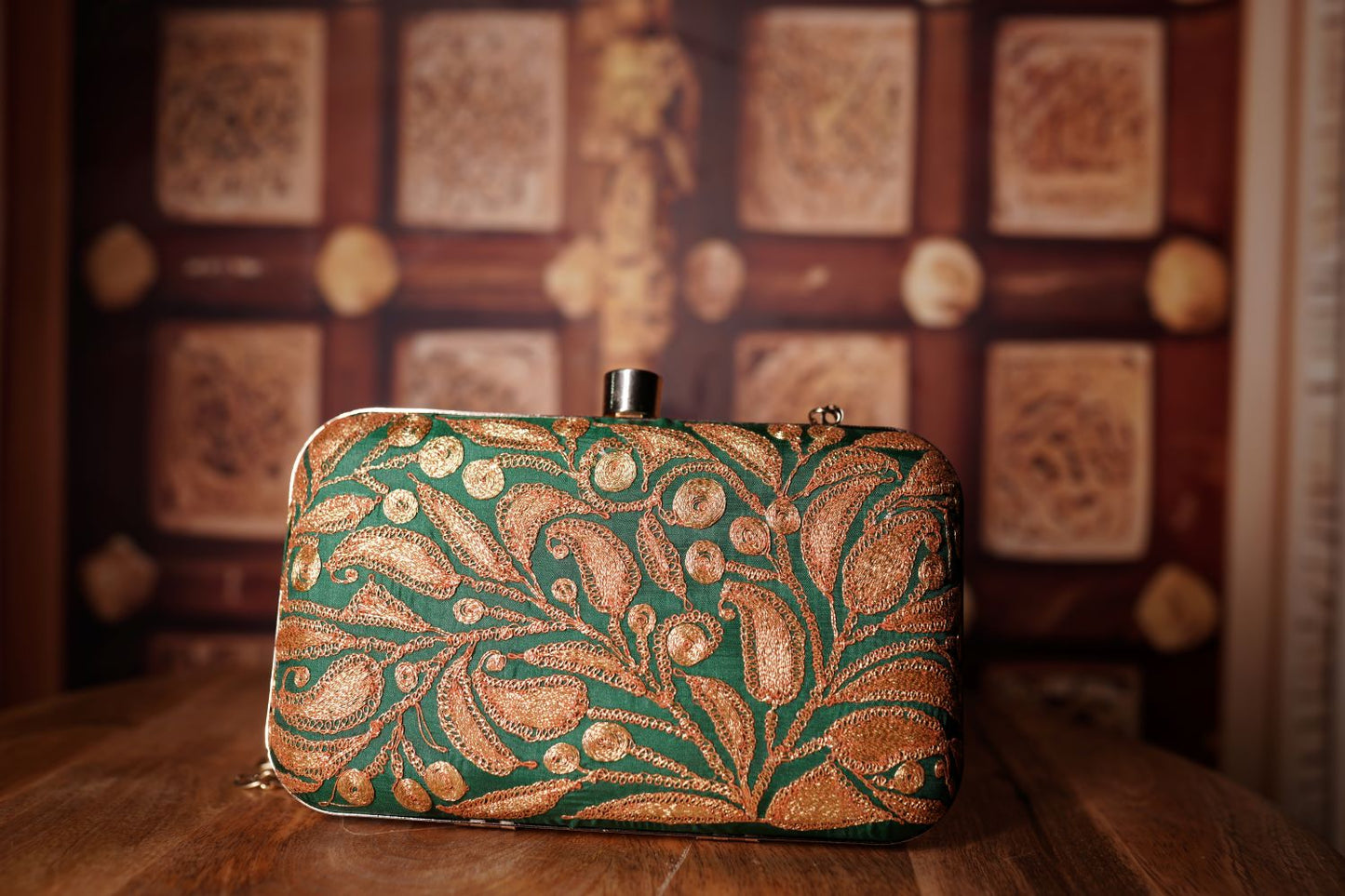 Emerald Green Metallic Clutch