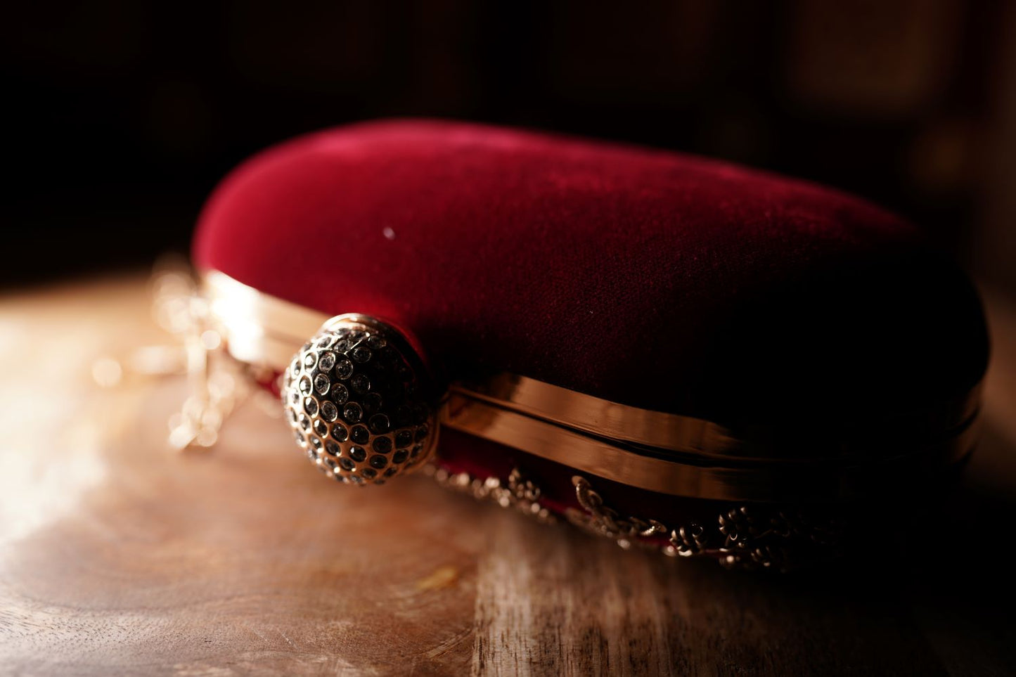 Red Embroidered Clutch with Gold Zari