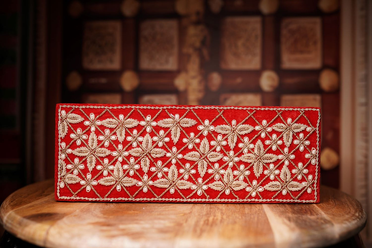 Red Embroidered Bangle Box