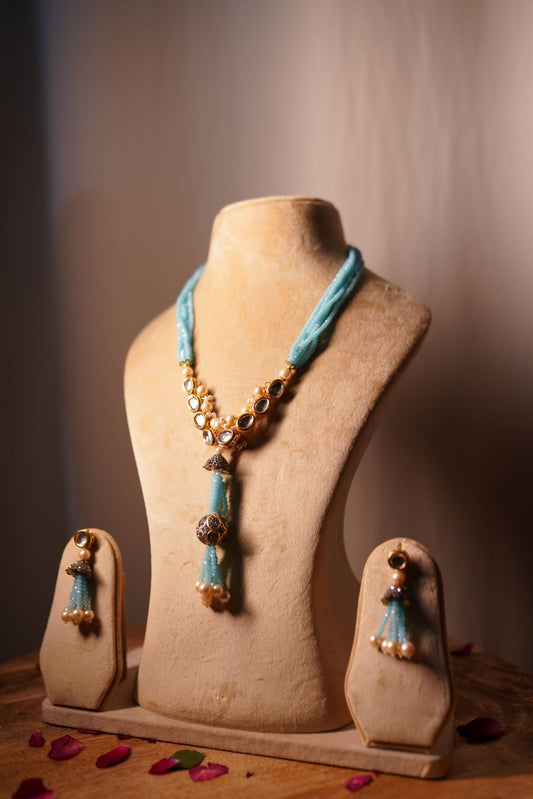 Turquoise Gold Beaded Necklace