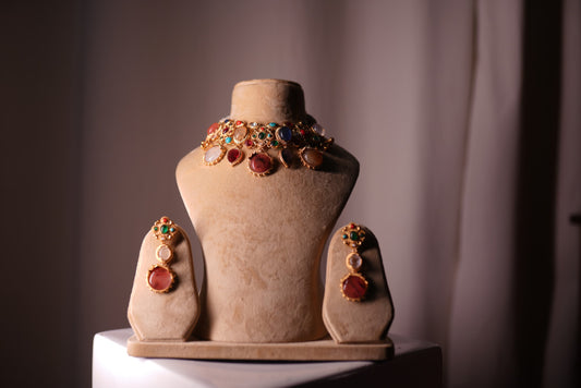 Gemstone Cluster Antique Necklace