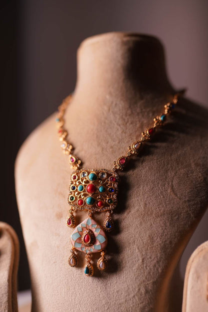 Heritage Navratan Pendant Necklace
