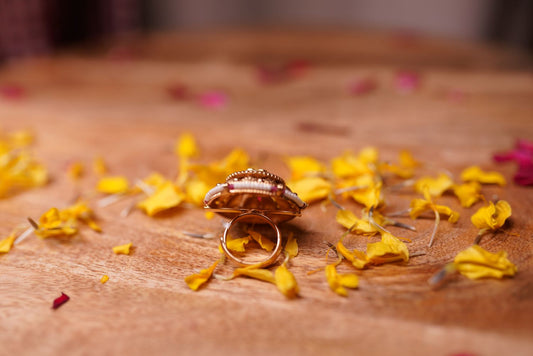 Ruby Flower Ring Vintage