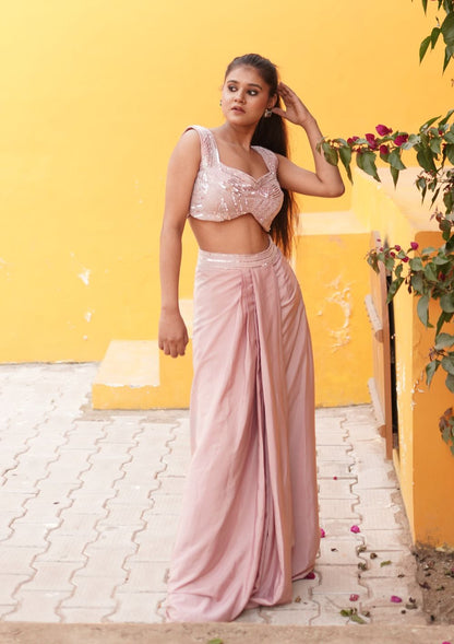 Pink Sequin Lehenga Set