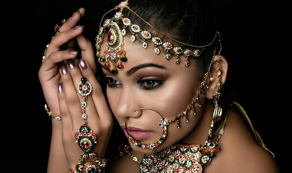 A curated collection of Fashiyano designer jewellery featuring handcrafted kundan necklaces, embroidered chokers, and traditional temple jewelry, showcasing premium Indian craftsmanship