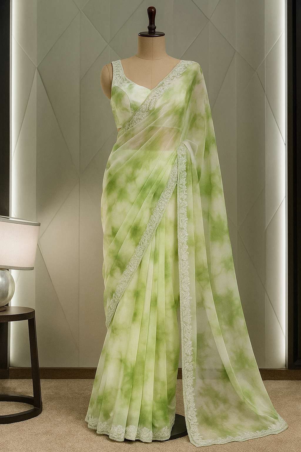 Floral Embroidered Organza Saree 2026 with premium threadwork.