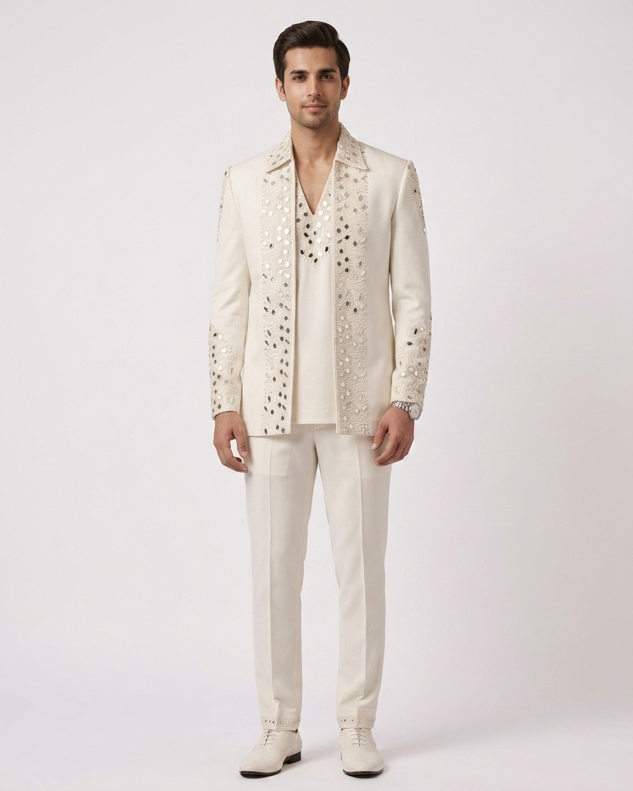Ivory Celeste Embellished Tuxedo Set