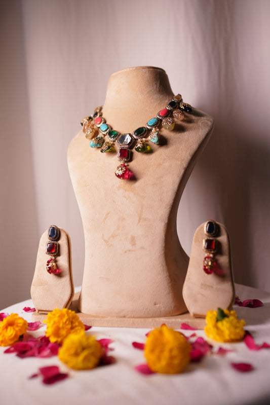 Kundan choker necklace set with matching earrings