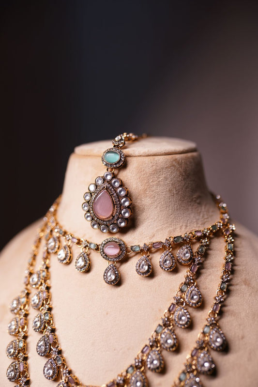 Layered Kundan necklace set for weddings and festive occasions